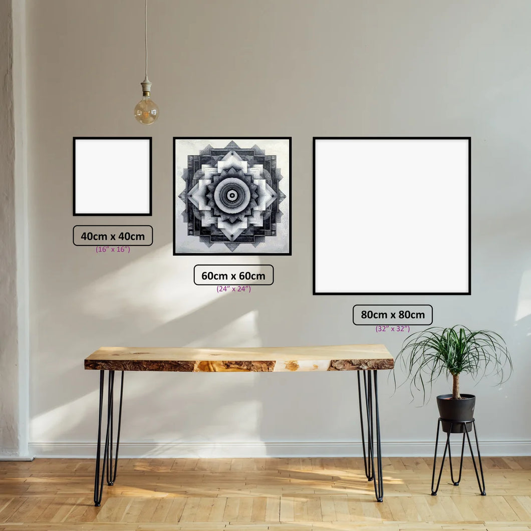 Monochromatic Geometric Mandala - Diamond Painting Kit