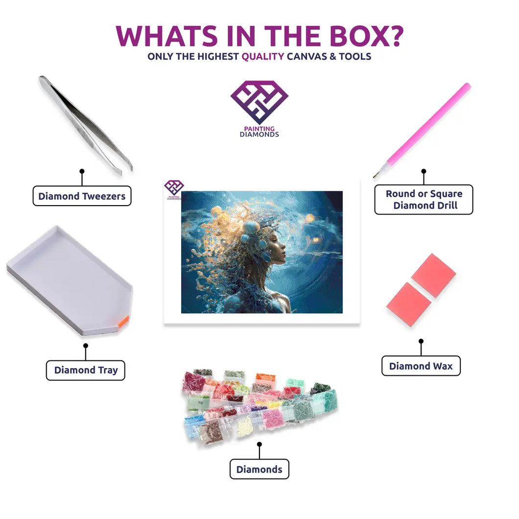 Aquarius' Cosmic Vision - 5D Diamond Painting Kit