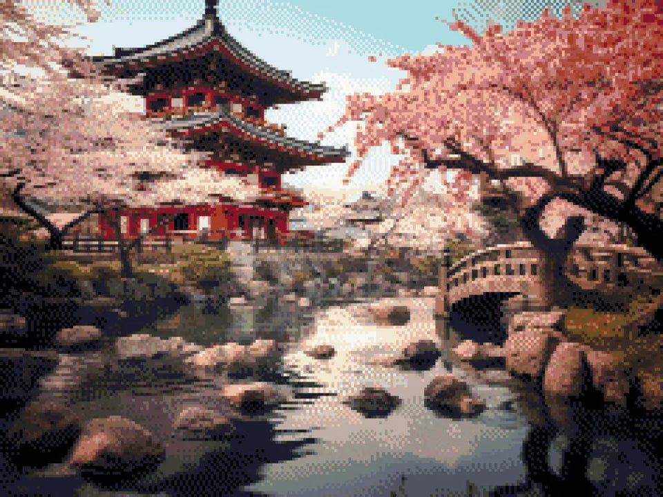 Japanese Cherry Blossoms - 5D Diamond Painting Kit