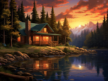 Lakeside Cabin - 5D Diamond Painting Kit