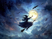 Witch's Moonlit Flight - Diamond Painting Kit