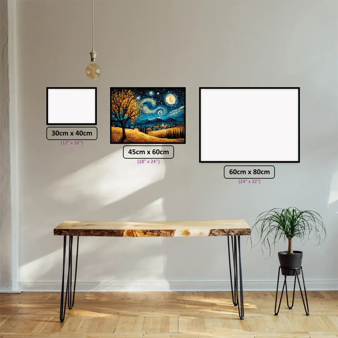 Adelaide Hills Under Starry Skies diamond painting displayed in a room setting