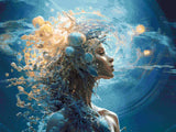 Aquarius' Cosmic Vision artwork shown as a completed diamond painting preview
