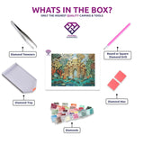 Atlantis diamond painting kit contents shown together