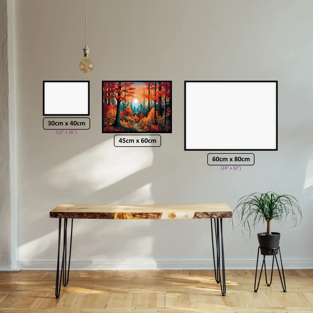 Autumn Forest diamond painting displayed in a room setting