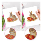 Before and after view of a Autumn Woodland Friends mini diamond painting design