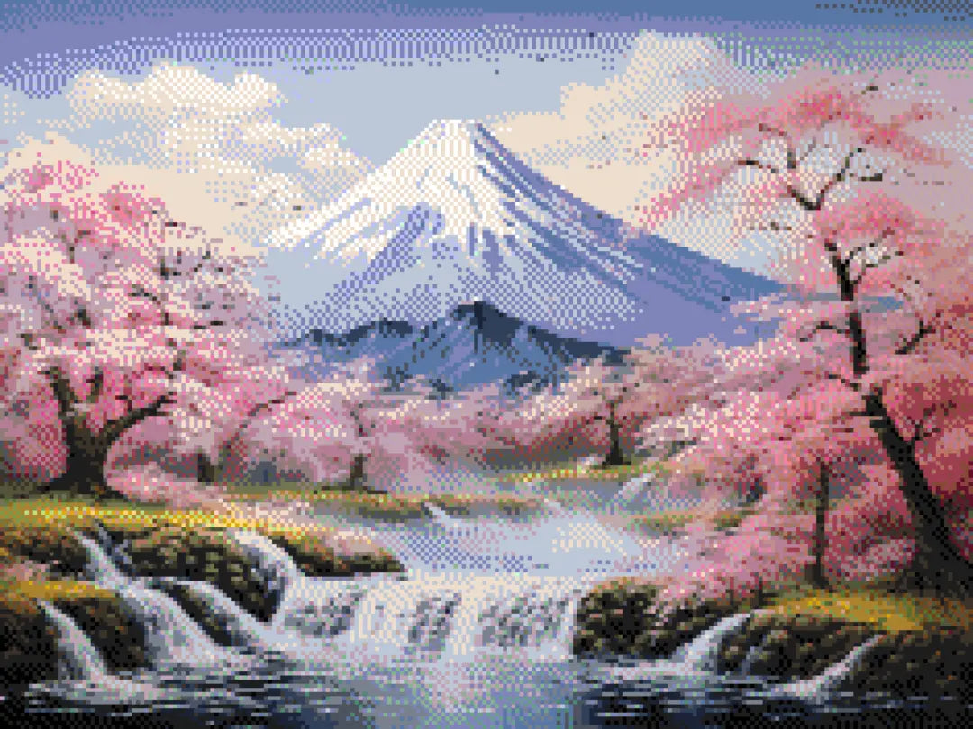 Cherry Reverie artwork shown as a completed diamond painting preview