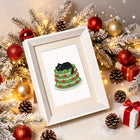 Framed Christmas Black Cats mini diamond painting artwork displayed in a styled setting