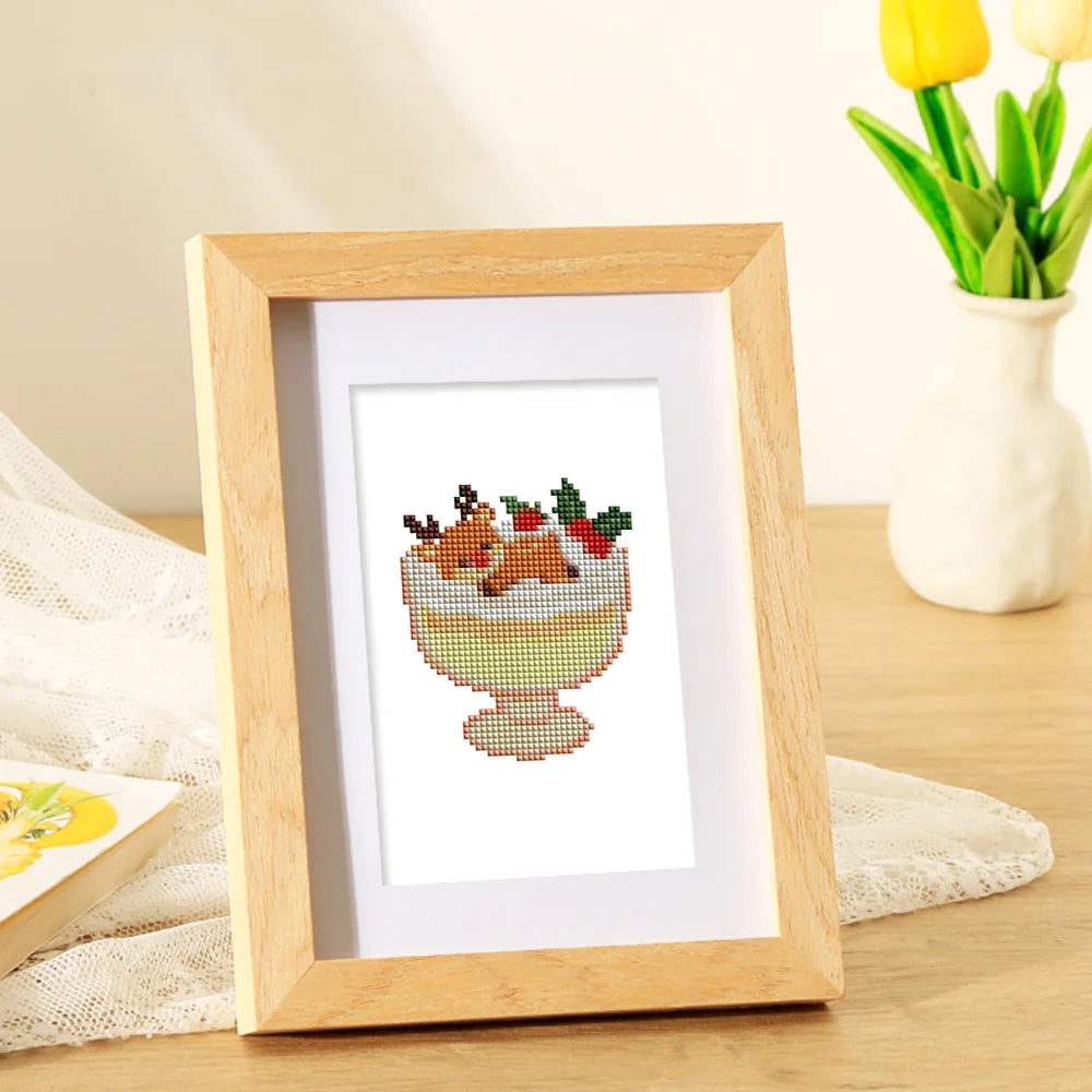 Framed Christmas Desserts mini diamond painting artwork presented as finished decor