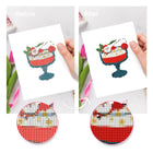 Before and after view of a Christmas Desserts mini diamond painting design