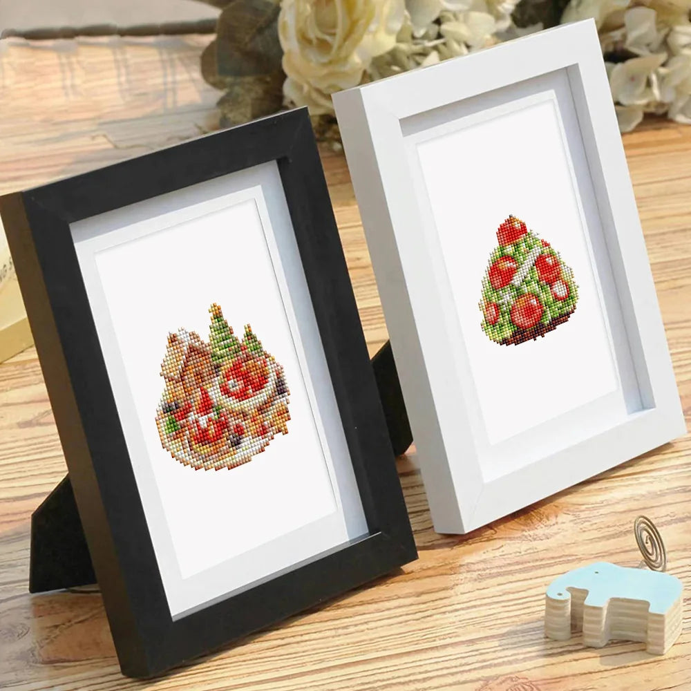 Completed Christmas Treats & Sweets mini diamond painting shown as framed decor