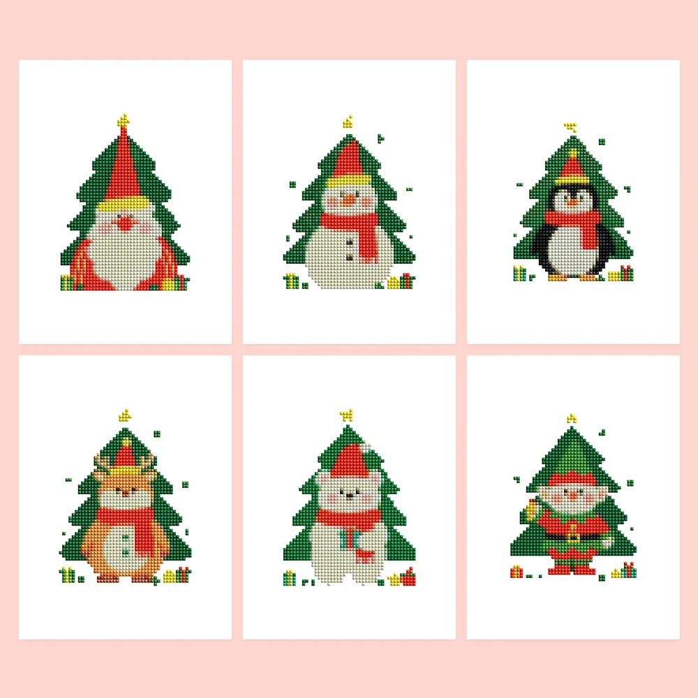 Christmas Tree Characters Mini Diamond Painting Set – 6 Pack