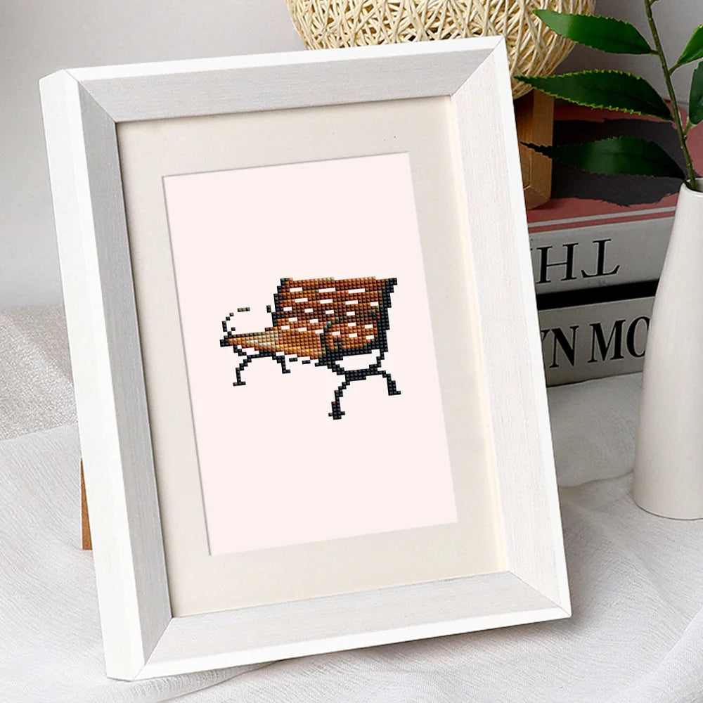 Framed City Street Icons mini diamond painting artwork presented as finished decor