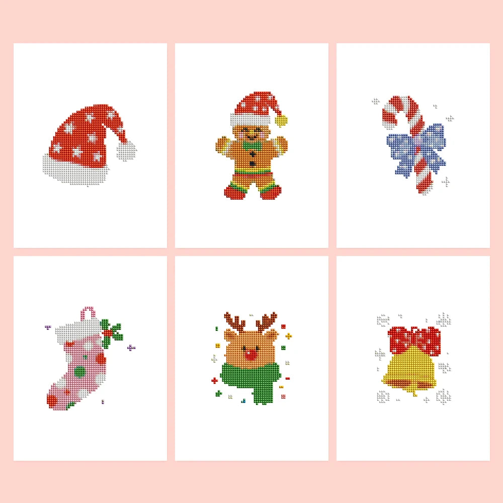Classic Christmas Icons Mini Diamond Painting Set – 6 Pack