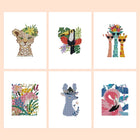 Colourful Animal Friends six-pack mini diamond painting set with all designs