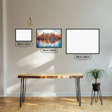 Colourful Cityscape diamond painting displayed in a room setting