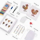 What's included with the Colourful Roosters six-pack mini diamond painting set