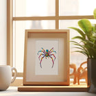 Framed Colourful Spiders mini diamond painting artwork presented as finished decor
