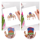 Before and after view of a Colourful Spiders mini diamond painting design
