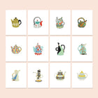 Colourful Teapots twelve-pack mini diamond painting set with all designs
