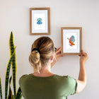 Framed Colourful Tropical Fish mini diamond painting artwork displayed in a styled setting
