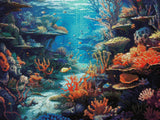 Coral Oasis artwork shown as a completed diamond painting preview