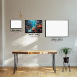 Coral Oasis diamond painting displayed in a room setting