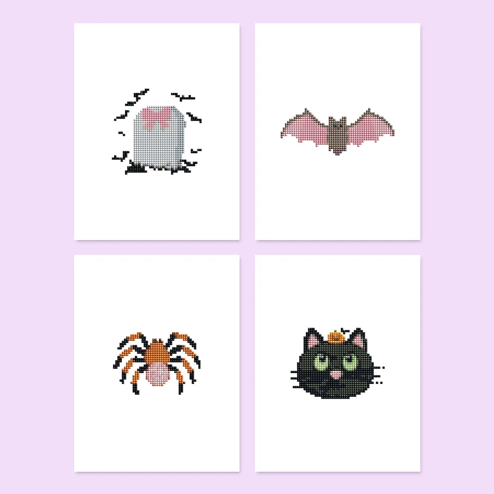 Cute Halloween Icons Mini Diamond Painting Set – 4 Pack