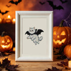 Completed Cute Halloween Pets mini diamond painting shown as framed decor