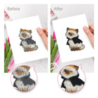 Before and after view of a Cute Halloween Pets mini diamond painting design