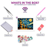 Easter Island Legends diamond painting kit contents shown together