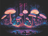 Enchanted forest artwork shown as a completed diamond painting preview