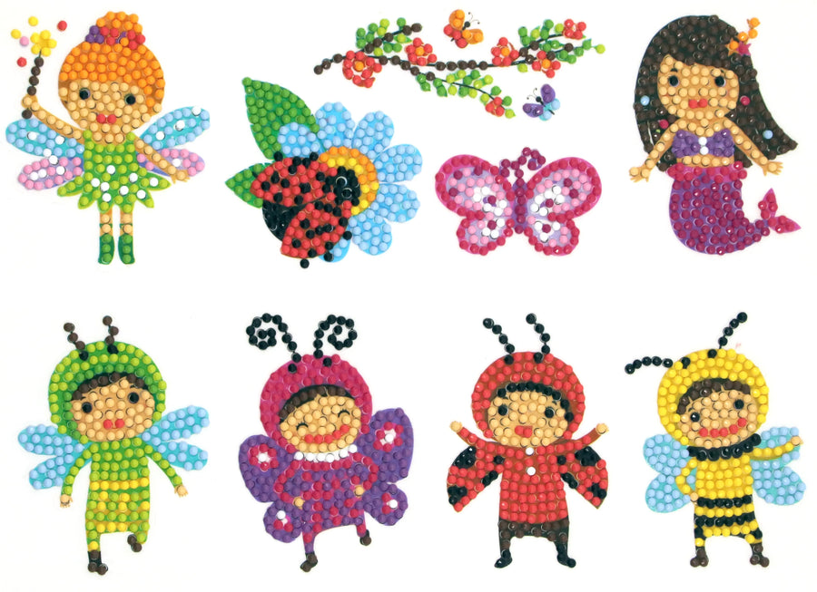 Fairy garden friends diamond painting sticker kit with fairies butterflies flowers and mermaid designs