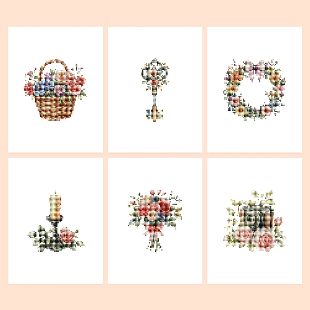 Floral Arrangements & Wreaths Mini Diamond Painting Set – 6 Pack
