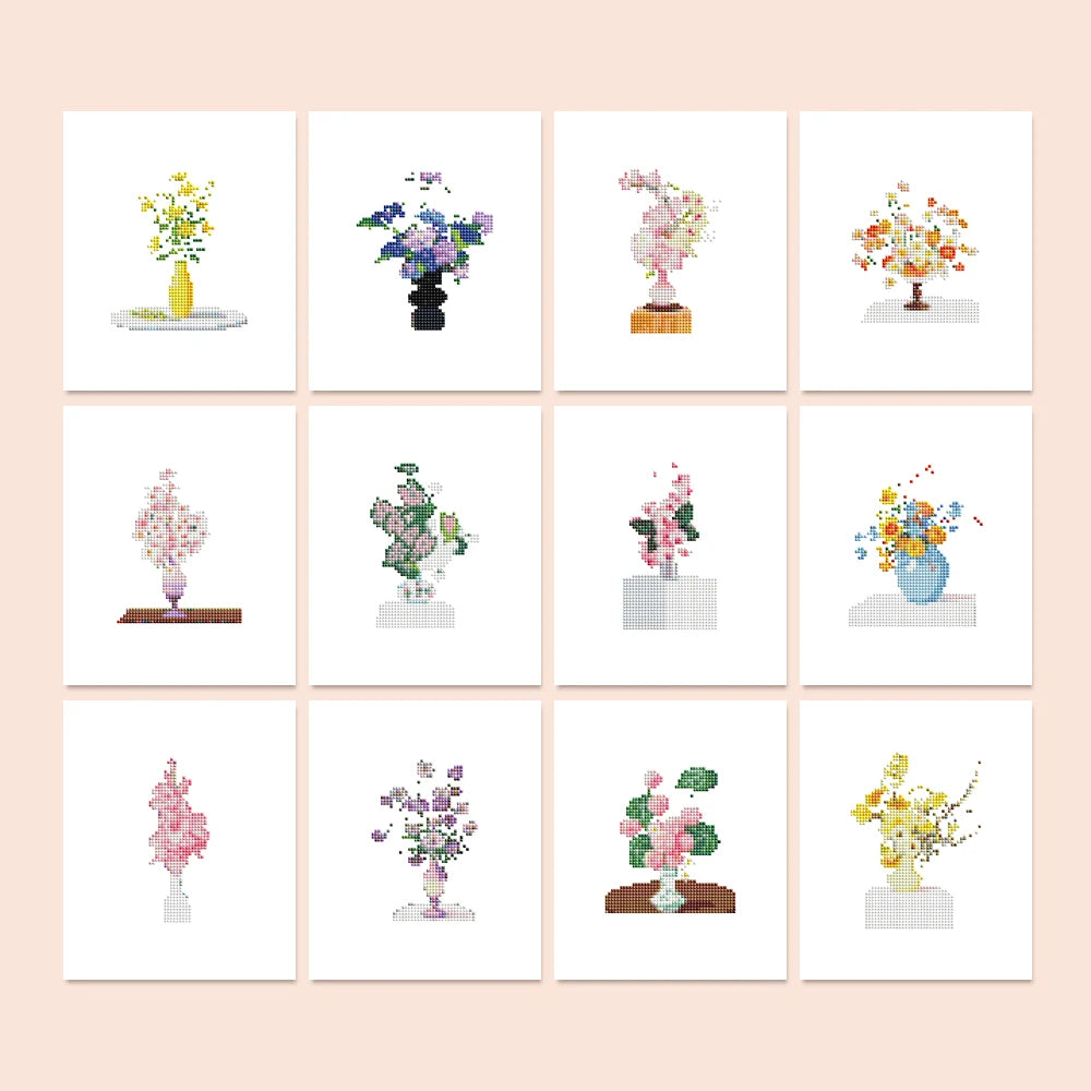 Floral Arrangements Mini Diamond Painting Set – 12 Pack
