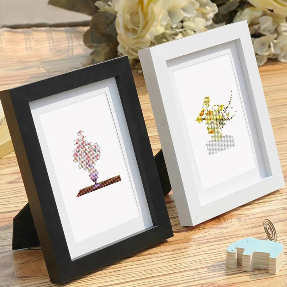 Floral Arrangements mini diamond painting design displayed in a decorative room setting
