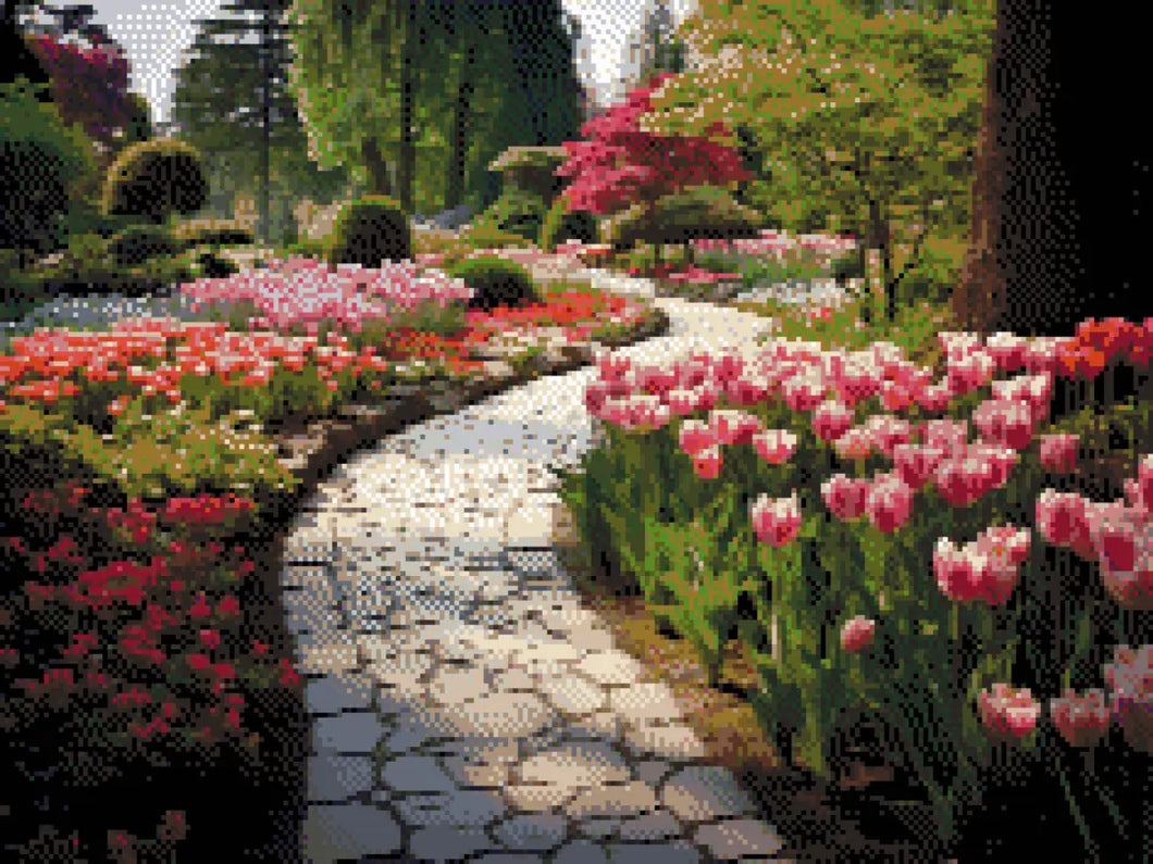 Garden Bloom artwork shown as a completed diamond painting preview