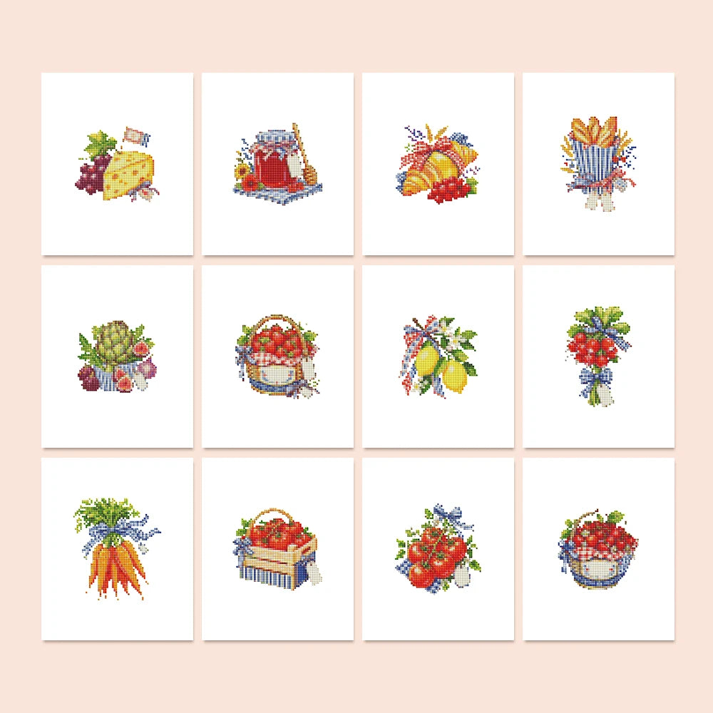 Garden Harvest & Wreaths Mini Diamond Painting Set – 12 Pack