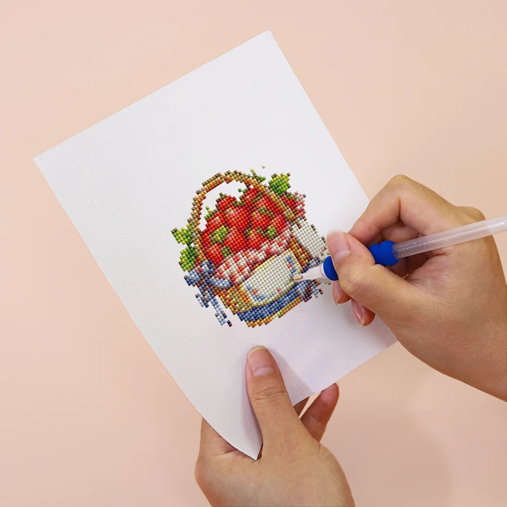 Applying drills to a Garden Harvest & Wreaths mini diamond painting design