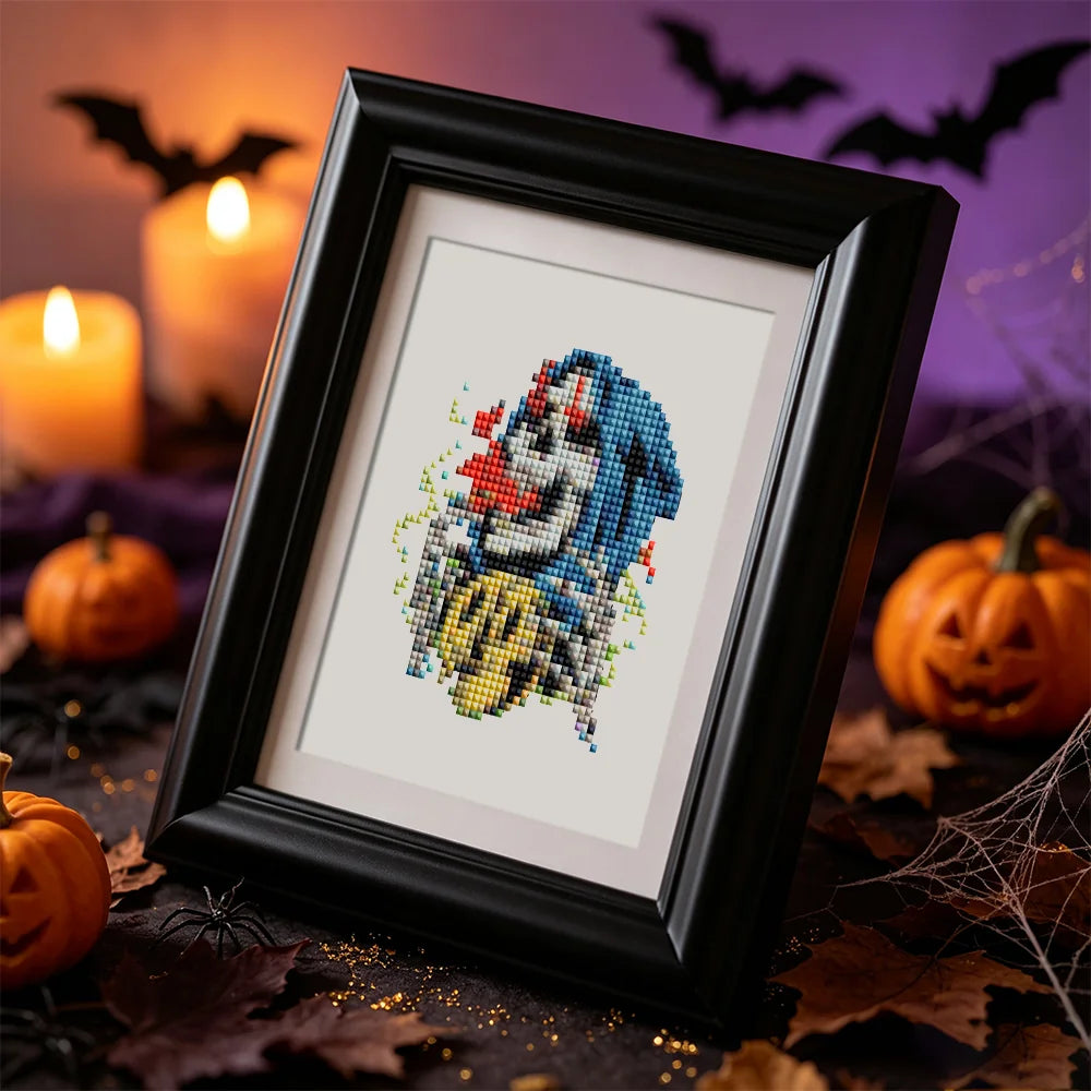 Framed Gothic Halloween Night mini diamond painting artwork displayed in a styled setting