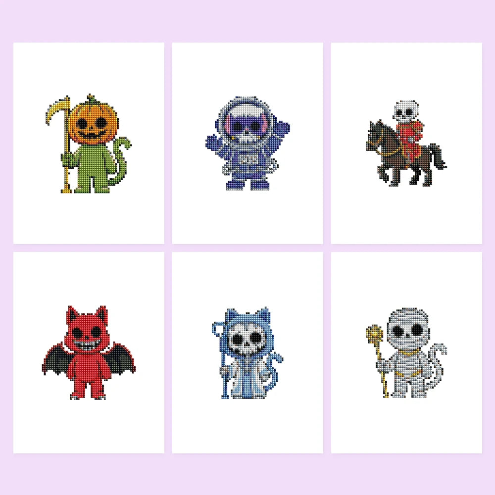 Halloween Monster Friends Mini Diamond Painting Set – 6 Pack