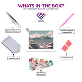 Harmony diamond painting kit contents shown together