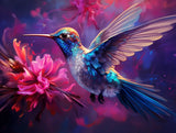 brightly coloured hummingbird Hovering