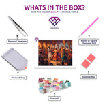 Indian Festival diamond painting kit contents shown together
