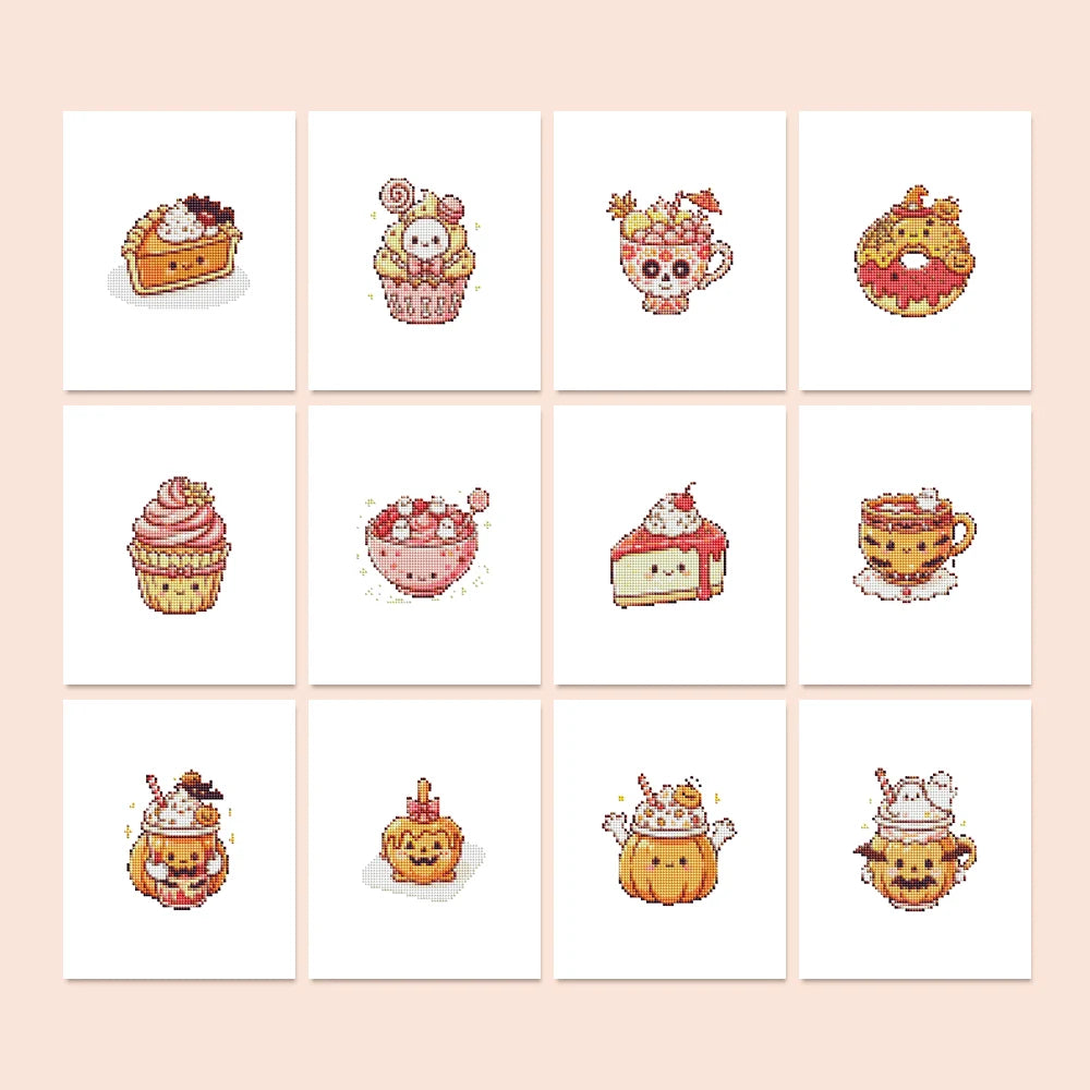 Kawaii Cakes & Desserts Mini Diamond Painting Set – 12 Pack