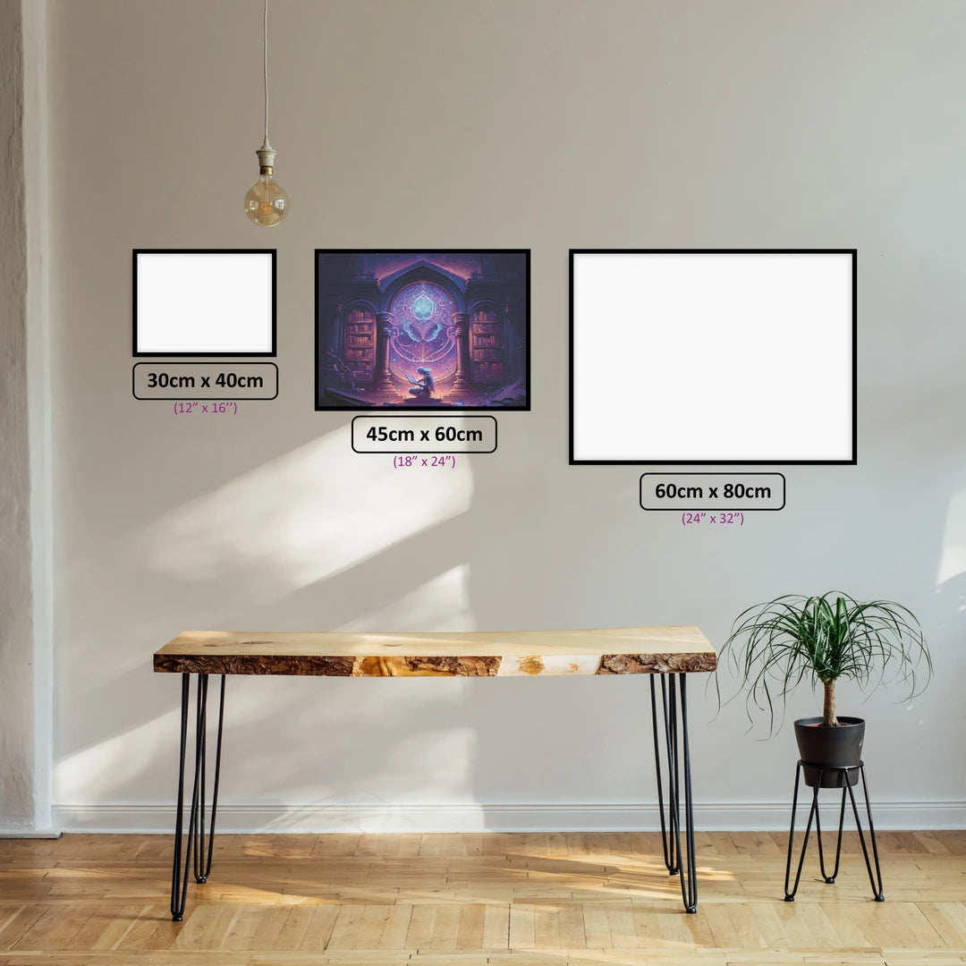 Knowledge diamond painting displayed in a room setting