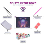 Knowledge diamond painting kit contents shown together