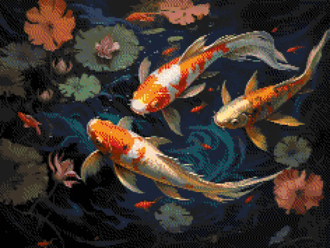 Koi Harmony artwork shown as a completed diamond painting preview