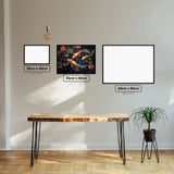 Koi Harmony diamond painting displayed in a room setting
