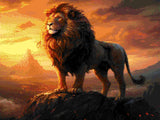 Lion Majesty artwork shown as a completed diamond painting preview